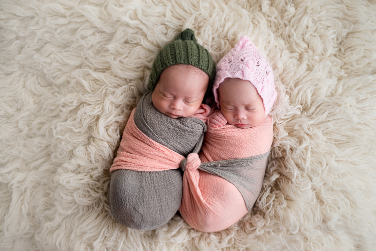 San Diego Newborn Photographer. Twins cuddling