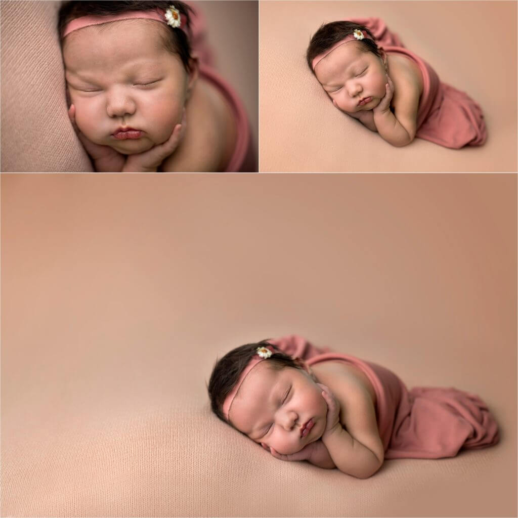 Angela Beransky Photography, San Diego newborn photographer, Newborn baby, Infant, baby photography, baby on the apricot blanket, beanbag posing