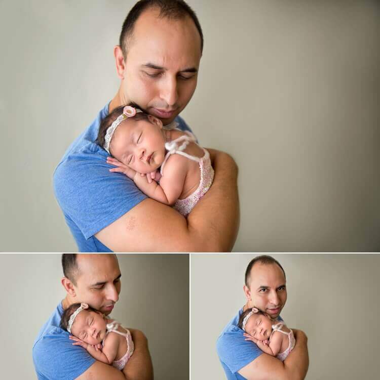 angela beransky photography san diego newborn baby photographer newborn baby on dad's shoulder, dad holing a baby