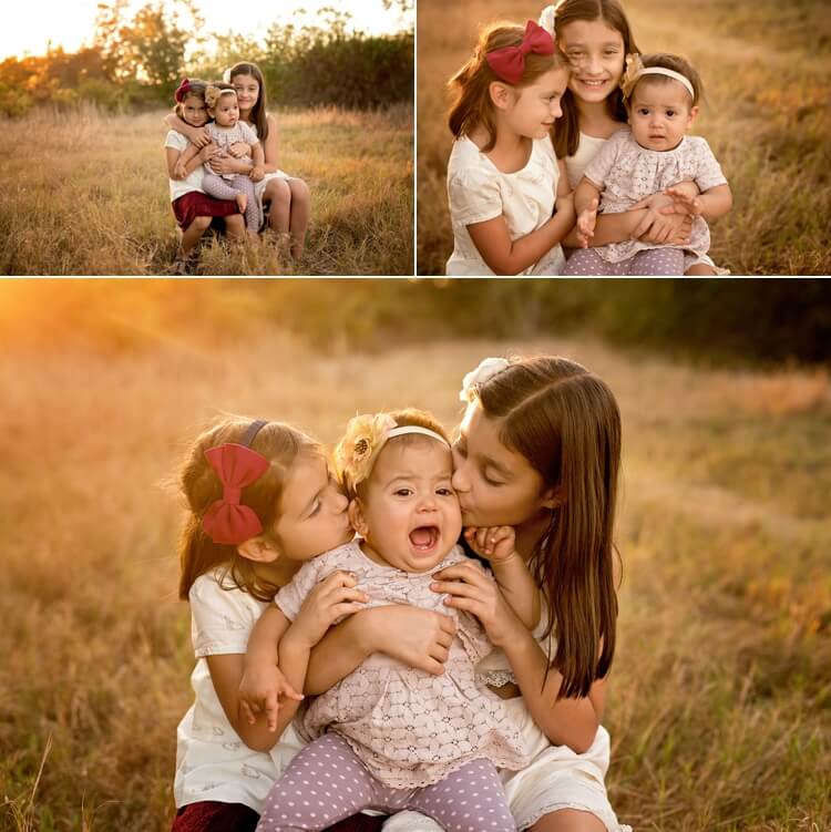 San Diego Photographer. Angela Beransky photography. Family with three kids. Los Penasquitos canyon. Sunset light. sisters. siblings