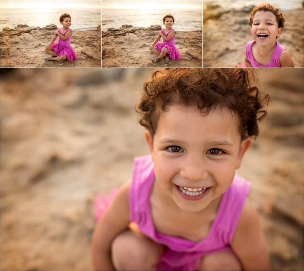 San Diego Family Photographer, Family Portraits San Diego, Windansea Beach, Wind and Sea beach, Family session with three kids . # year old cute girl with strong personality