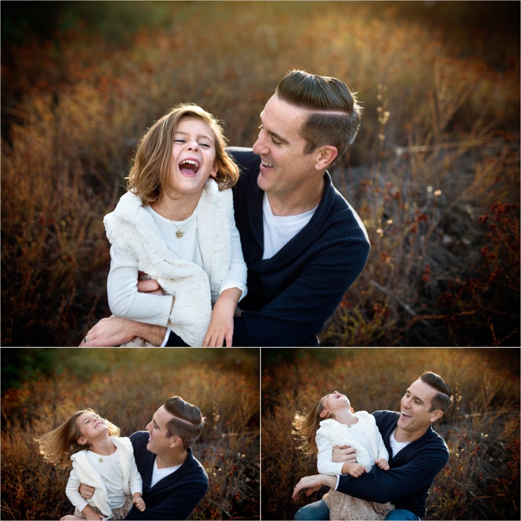 San Diego Family photographer, San Diego Newborn Photographer. Marian Bear park. Family of three. Daddy and daughter laughing