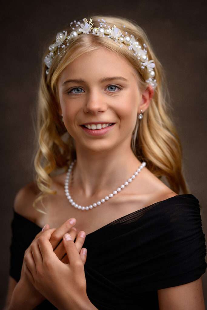 studio portrait of a blond girl by san diego family photographer